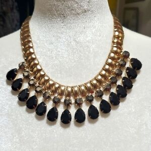 Chic Gold and Black Teardrop Necklace